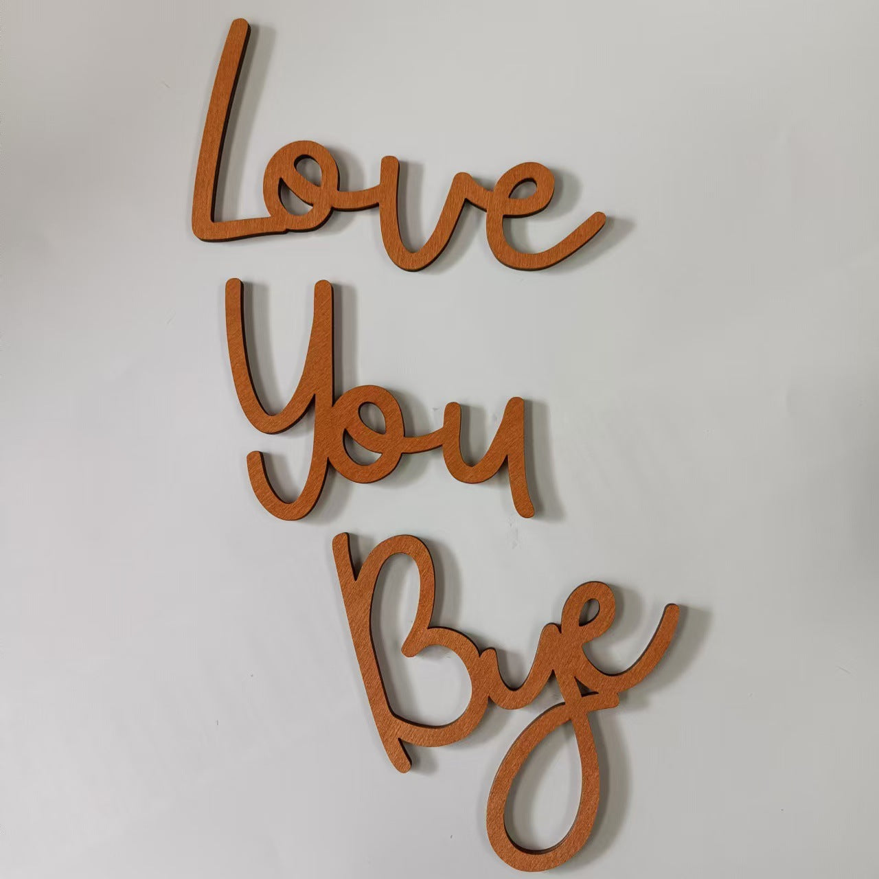 Wooden Wall Art with Love You Bye Letter Pattern, Hanging Decor for Home Prayer Room Farmhouse, Father's Day Gifts Room Accessories House Decor