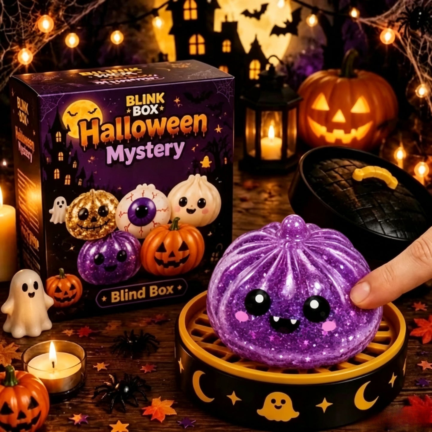 Halloween Ghost Bun Squeeze Toy | Cross-Border Maltose Squeeze Stress-Relief Toy | In-Stock Grip-and-Squeeze Decompression Gift Box