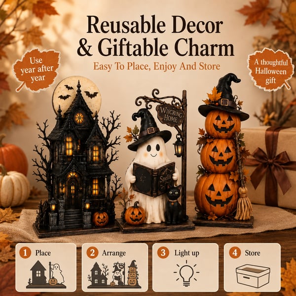 🔥Last Day 49% OFF - 🧙🖤Lighted Halloween Haunted House & Character Figurine Collection