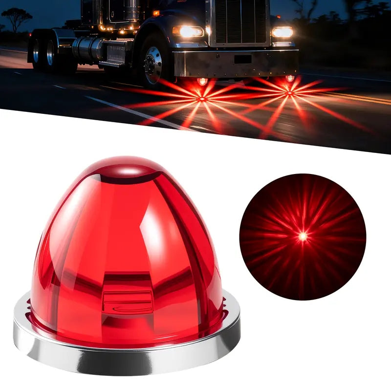 Lens LED Watermelon Lights For Trucks Side Marker Turn Signal Strobe Waterproof Chassis Lighting With Stainless Steel Bezel For Kenworth Peterbilt Freightliner Marine Boat Trailer