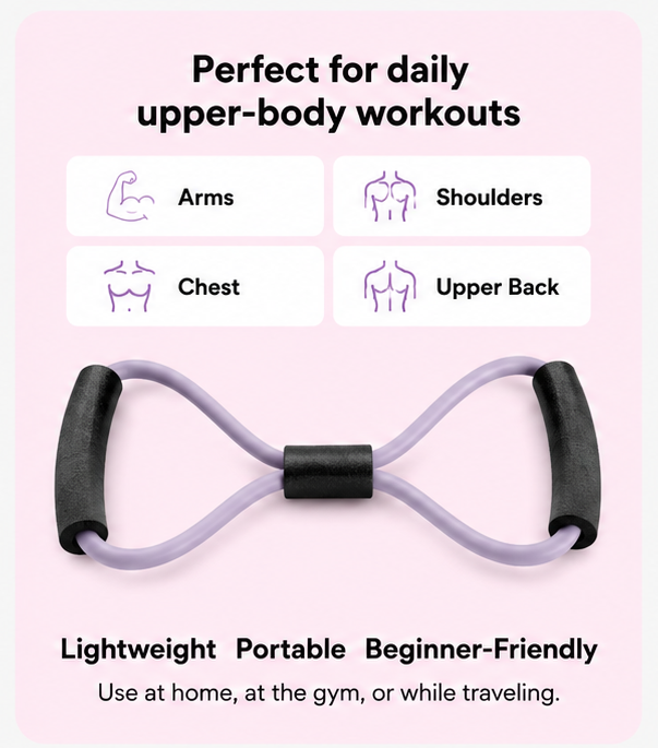 Silicone figure-eight resistance band, designed for shoulder opening, back shaping, chest expansion, yoga exercises, and extra-thickness training.