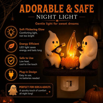 Ghost Campfire Night Light, Plug-in Wall Flickering Flame Nightlight