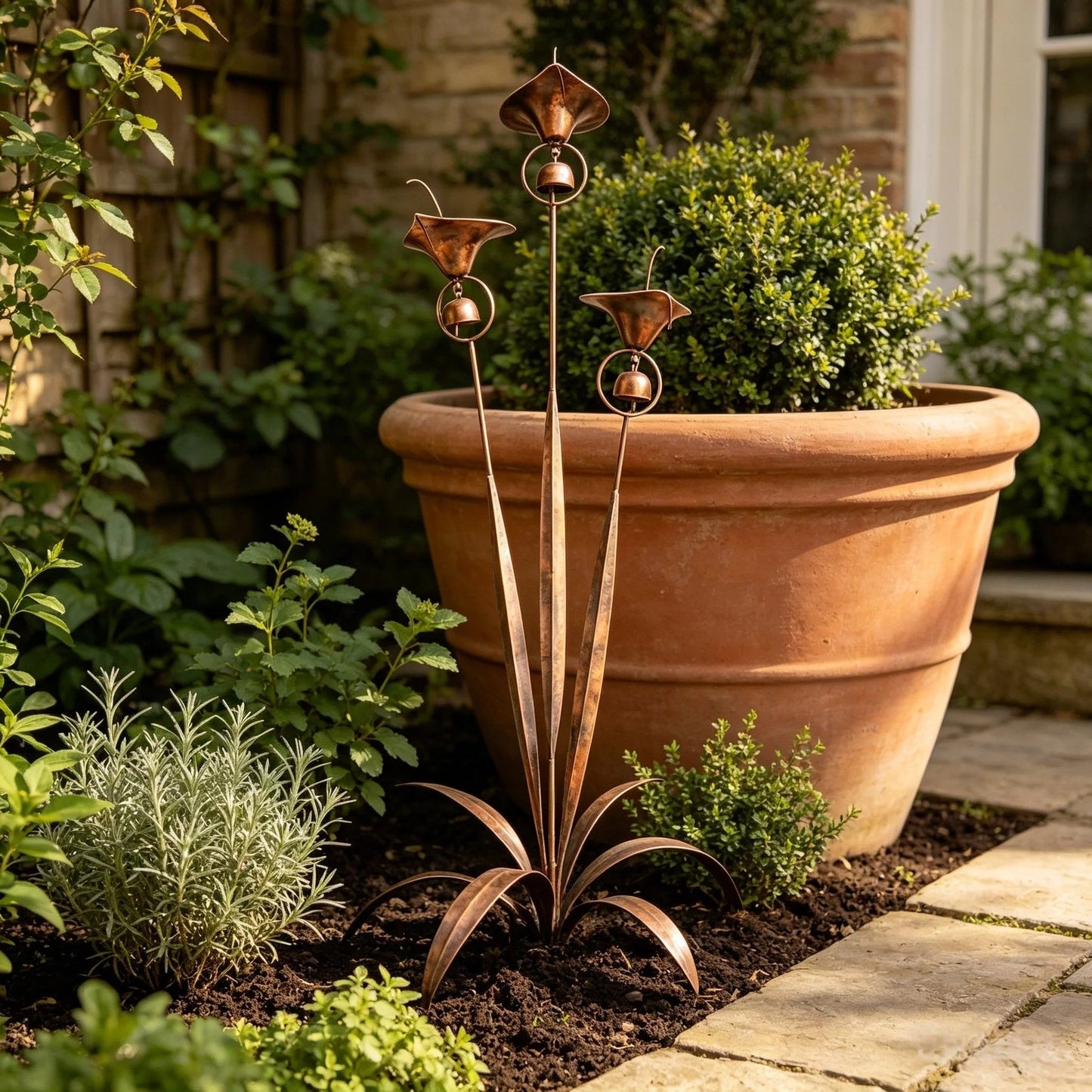 🏡Flamed Three Calla Lilies Garden Stake with Bells