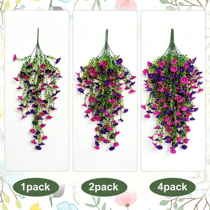 2pcs Hanging Artificial Morning Glory Vine - UV-Resistant Plastic Fake Flowers with Flower Design, Backyard & Outdoor Decor, Home Office Home Supplies summerwins,summerwins