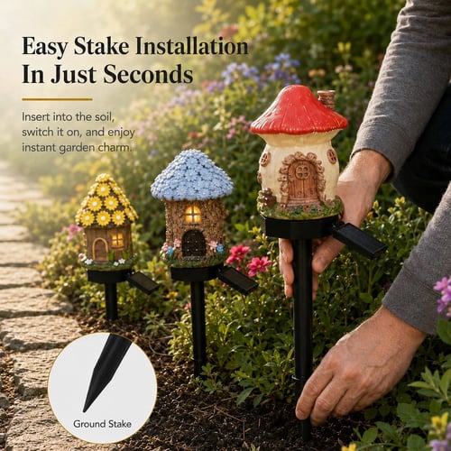 🎁2026 New Arrivals 🌙🏡Solar Fairy-Tale Mushroom Cottage Garden Light