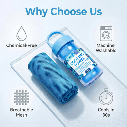 A Cooling, Anti-perspiration Towel You Can Use Anywhere, Anytime! Reusable, Soft, Absorbent And Cooling.