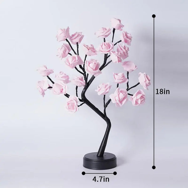 LED Rose Flower Tree Lamp - USB/Battery Powered Tabletop Decor Gift