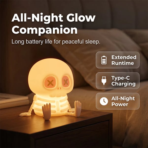 Halloween Skull Silicone Night Light with Touch Control