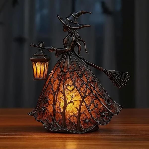 🧹 Halloween Witch Lamp — Gothic Glow for Spooky Souls 👻