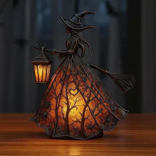 🧹 Halloween Witch Lamp — Gothic Glow for Spooky Souls 👻