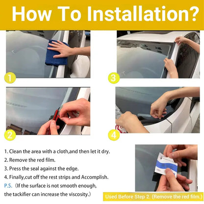 Car Windshield Rubber Seal, Car Windshield Seal Strip, Universal Car Window Seal, Car Exterior Accessories For Car Roof Windshield,Easy To Install,Water Leakage Prevention,#Summervibes