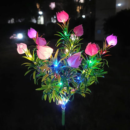 Solar Gardenia Flower Lights 🌸 LED Simulation Flower Lamps for Courtyard & Garden Decoration, Outdoor Waterproof Ambient Lighting