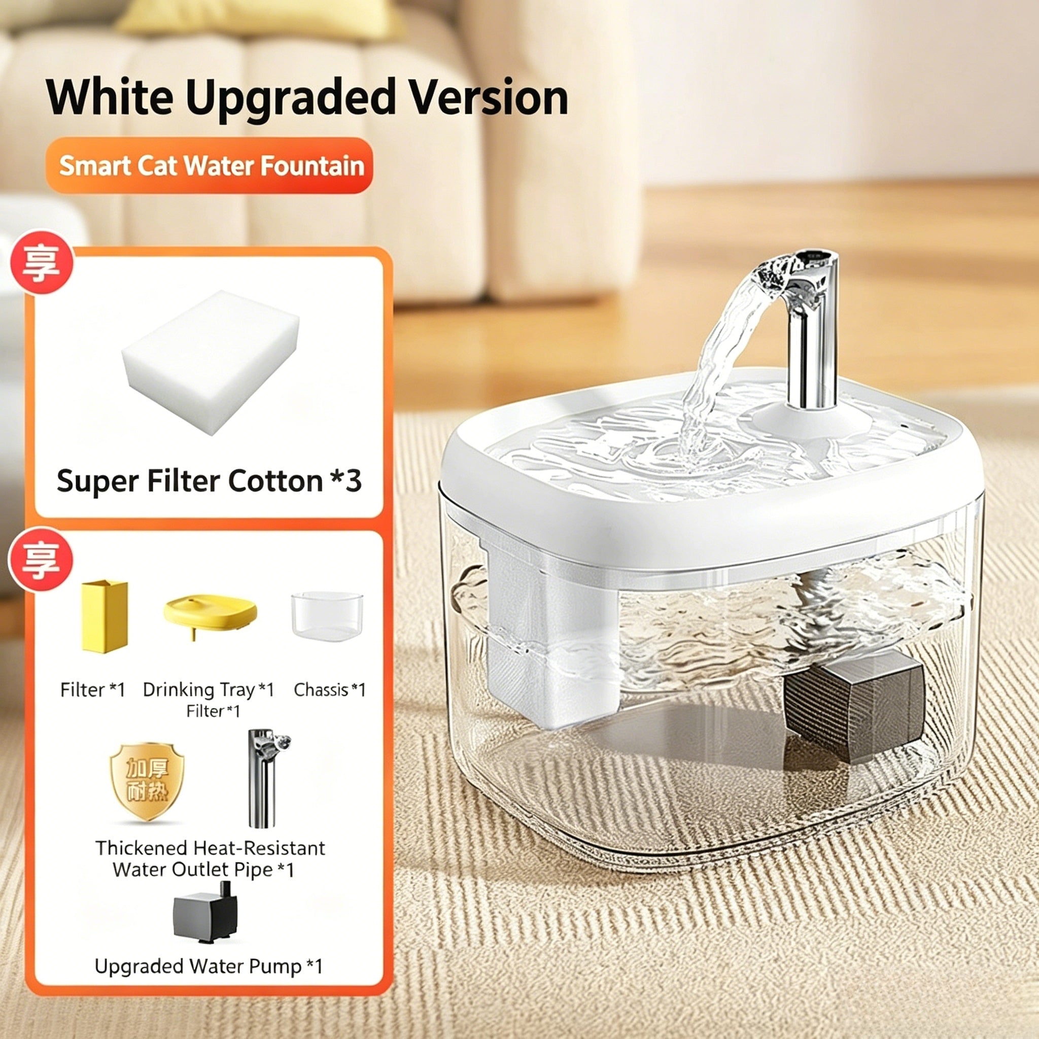 Quiet Cat Water Fountain With Filter (Automatic Circulation)