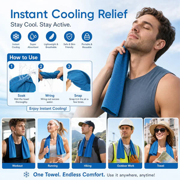 🔥Colding Sweat Towel You Can Use Anywhere, Anytime! Reusable Soft Absorbent Cooling Portable
