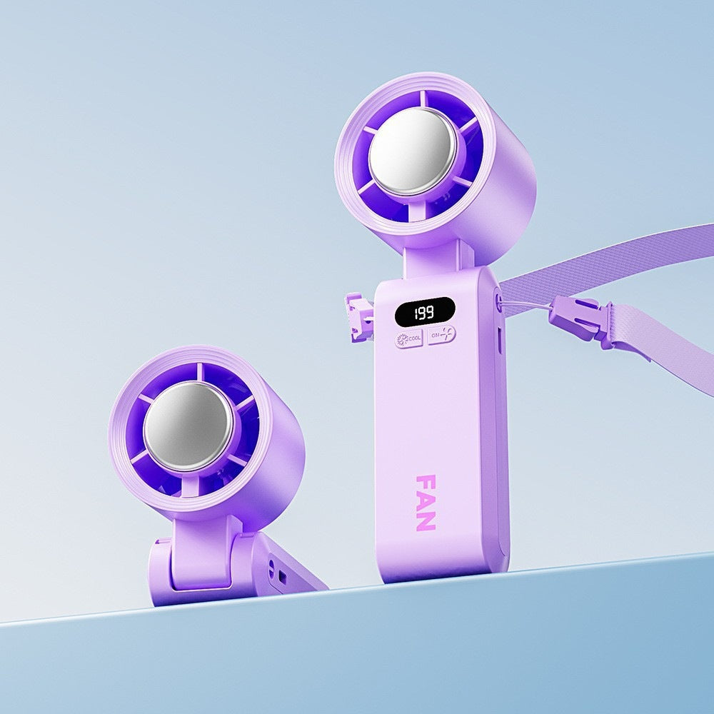 2026 High-Speed Cooling Fan with Powerful Turbine, Mini Portable Foldable Rechargeable Neckband Fan with High Airflow