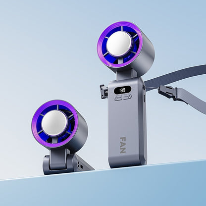 2026 High-Speed Cooling Fan with Powerful Turbine, Mini Portable Foldable Rechargeable Neckband Fan with High Airflow