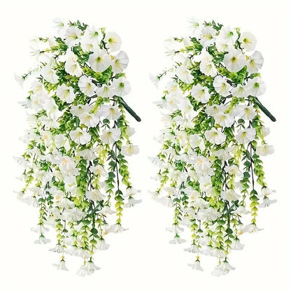2pcs Hanging Artificial Morning Glory Vine - UV-Resistant Plastic Fake Flowers with Flower Design, Backyard & Outdoor Decor, Home Office Home Supplies summerwins,summerwins