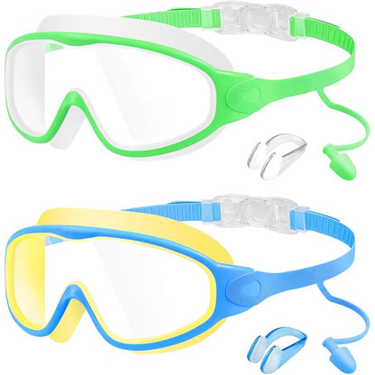 [Deals For You] MARISUN 2 Pack Kids Swim Goggles for 3-15+ UV Protection Anti-Fog High Definition Waterproof Adjustable Goggles for Boys and Girls - Safety anti-uv swimming goggles swim glass anti-fog with Earplugs & Nose Clip,for Lake,Beach, Summer Party