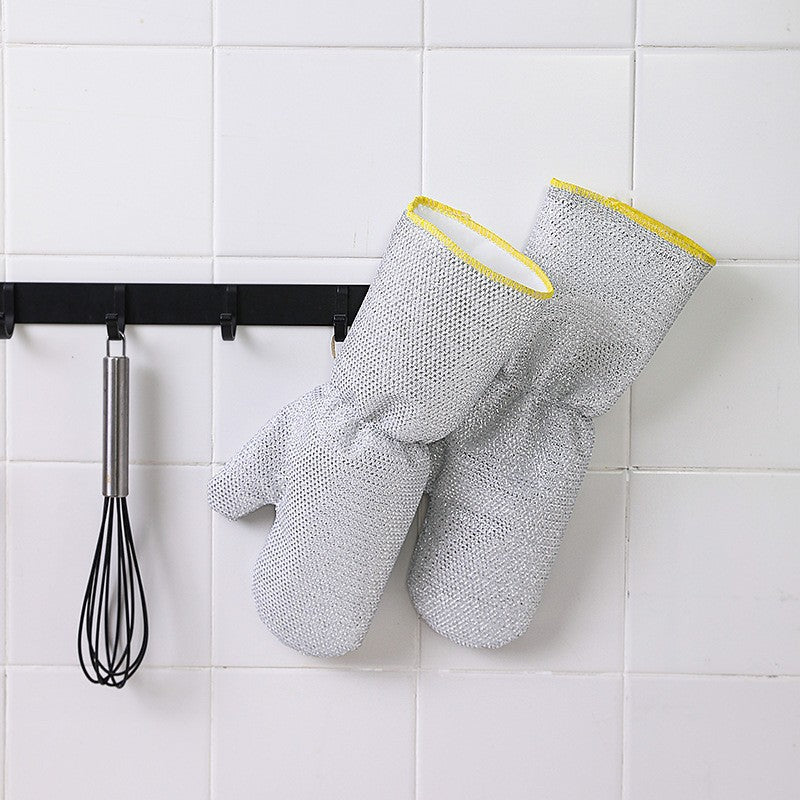2Pcs Wire Dishwashing Gloves, Waterproof PVC2pcs Liner Scrubber Gloves,Non-Scratch Cleaning Gloves for Kitchen, Reusable & Durable, Protect Hands & Cookware#SummerWins #DealsForYouDays