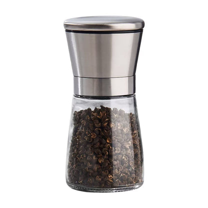 Manual grinder, kitchen stainless steel with ceramic core, black pepper, Sichuan pepper, sea salt, glass spice bottle, spice jar