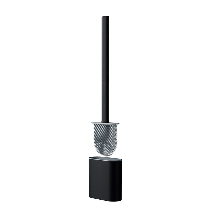 Silicone toilet brush with detachable handle and base