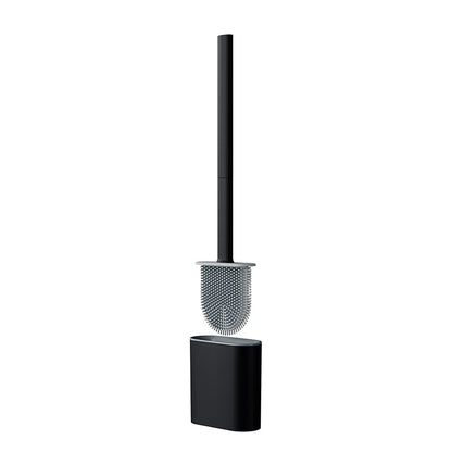 Silicone toilet brush with detachable handle and base