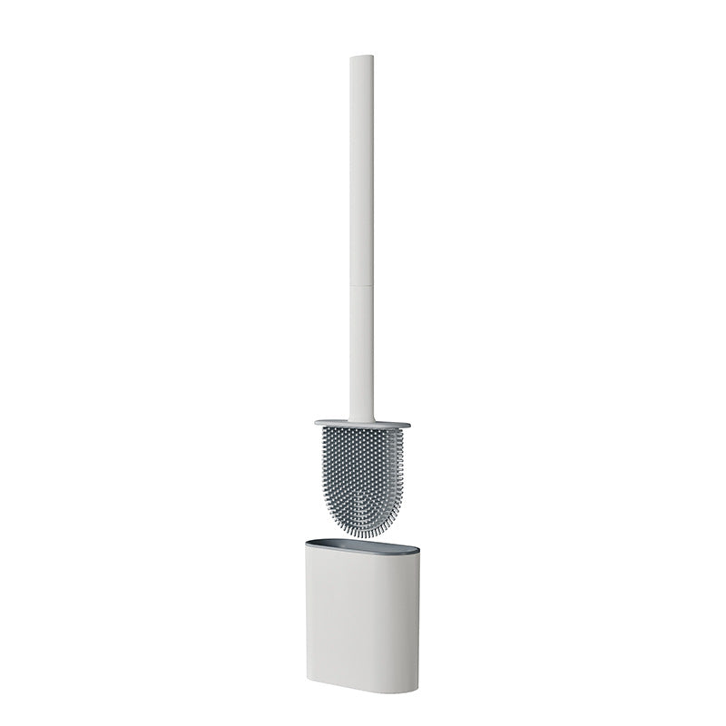 Silicone toilet brush with detachable handle and base