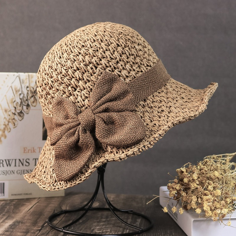 🎀 50% DISCOUNT 👒 | Straw Hat with Retro Bow – Foldable & Breathable for Summer