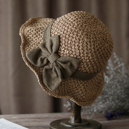 🎀 50% DISCOUNT 👒 | Straw Hat with Retro Bow – Foldable & Breathable for Summer