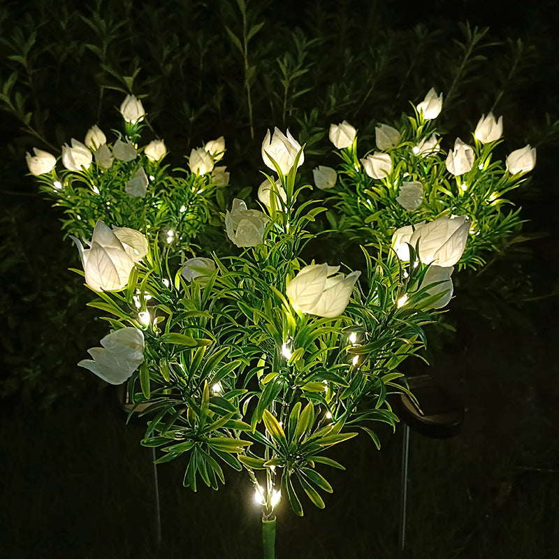 Solar Gardenia Flower Lights 🌸 LED Simulation Flower Lamps for Courtyard & Garden Decoration, Outdoor Waterproof Ambient Lighting