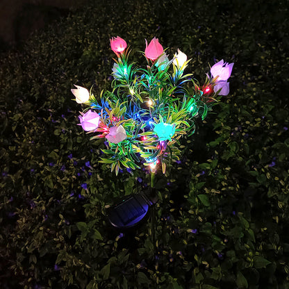 Solar Gardenia Flower Lights 🌸 LED Simulation Flower Lamps for Courtyard & Garden Decoration, Outdoor Waterproof Ambient Lighting