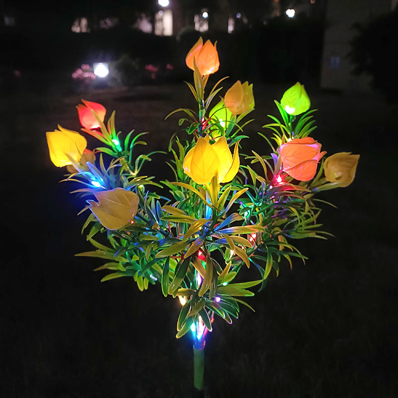 Solar Gardenia Flower Lights 🌸 LED Simulation Flower Lamps for Courtyard & Garden Decoration, Outdoor Waterproof Ambient Lighting