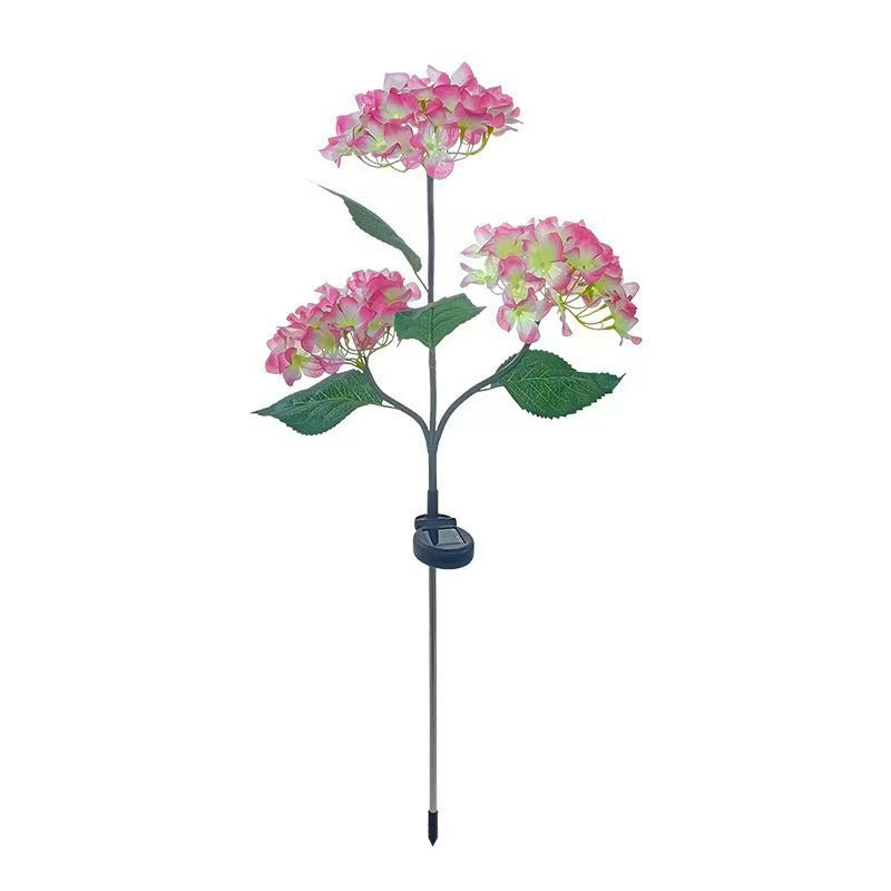Solar Hydrangea Garden Lights Outdoor, 3-Bloom 18-LED IP65 Waterproof Flower Stake Light for Yard, Patio, Pathway & Lawn Decor, Mother's Day Gift, Outdoor Solar Light