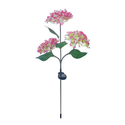 Solar Hydrangea Garden Lights Outdoor, 3-Bloom 18-LED IP65 Waterproof Flower Stake Light for Yard, Patio, Pathway & Lawn Decor, Mother's Day Gift, Outdoor Solar Light