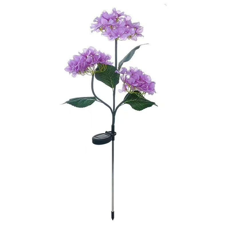 Solar Hydrangea Garden Lights Outdoor, 3-Bloom 18-LED IP65 Waterproof Flower Stake Light for Yard, Patio, Pathway & Lawn Decor, Mother's Day Gift, Outdoor Solar Light