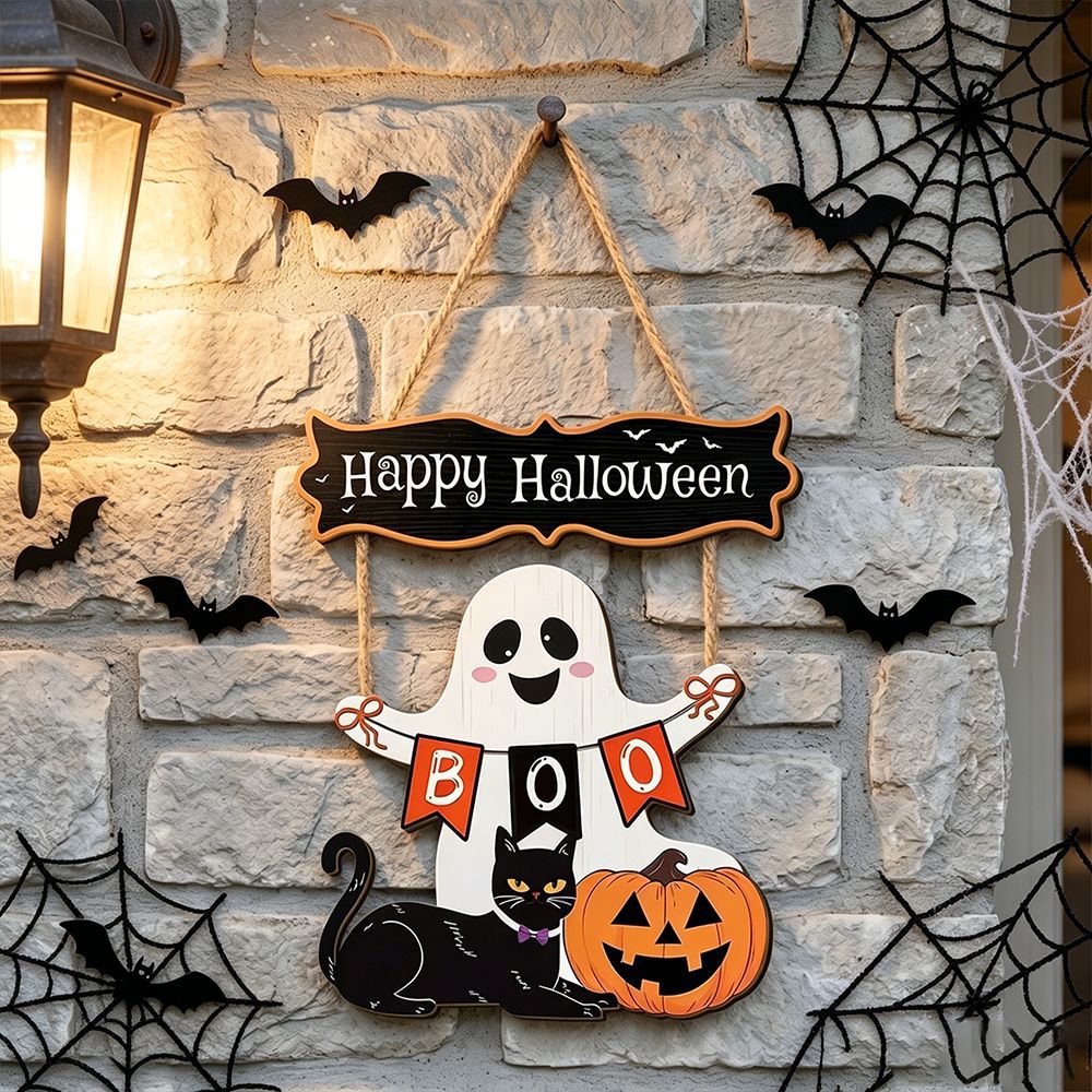 👻Halloween Black Cat Vampire Bat Wooden Sign🪵Spooky Witch Cat Sign, Halloween Front Door Decor, Gothic Wall Decor