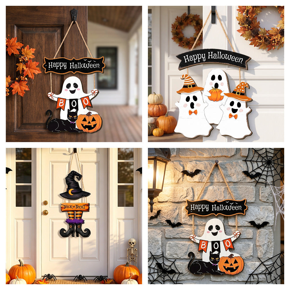 👻Halloween Black Cat Vampire Bat Wooden Sign🪵Spooky Witch Cat Sign, Halloween Front Door Decor, Gothic Wall Decor