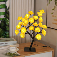 24-LED black background yellow floral tree light