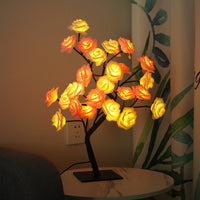 24-LED black background pink flower tree light