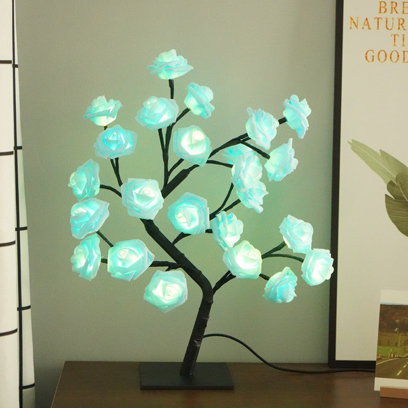LED Rose Flower Tree Lamp - USB/Battery Powered Tabletop Decor Gift