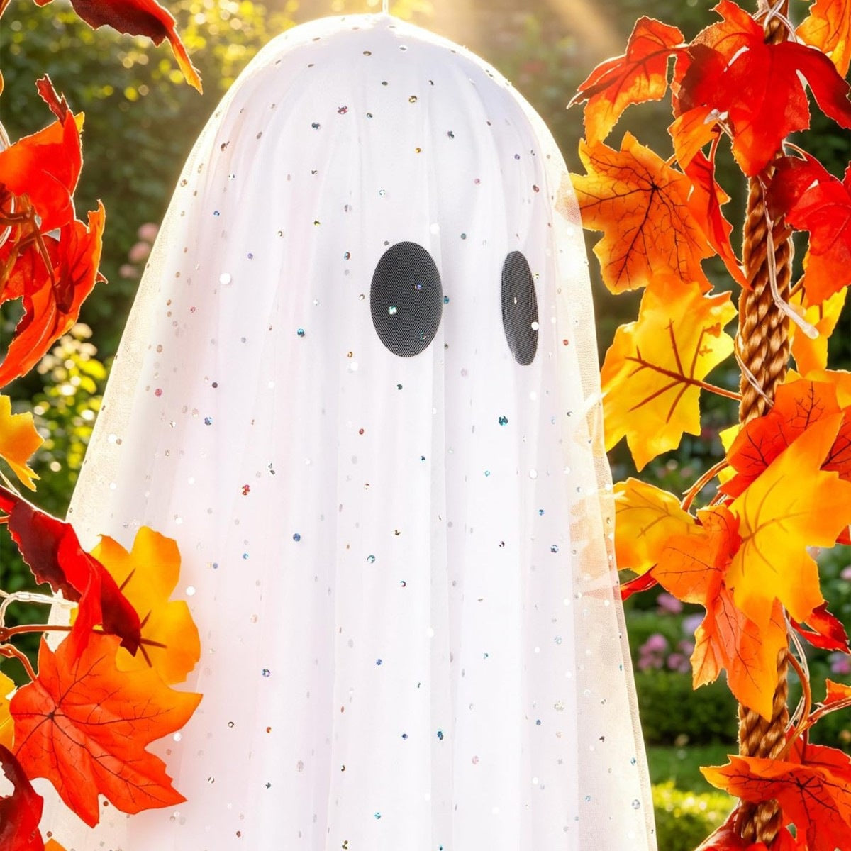 Halloween Indoor And Outdoor Large Hanging Maple-leaf Swing Ghost Decoration, Tree, Yard, Porch, Garden Holiday Decor