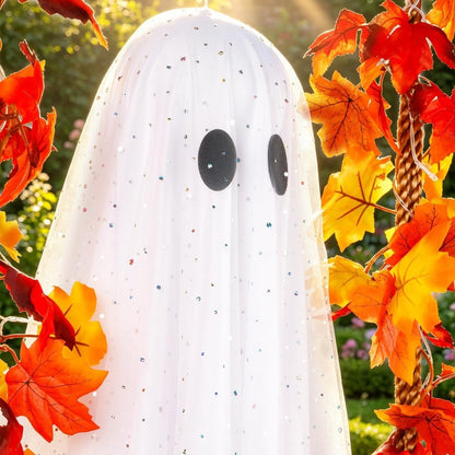 Halloween Indoor And Outdoor Large Hanging Maple-leaf Swing Ghost Decoration, Tree, Yard, Porch, Garden Holiday Decor