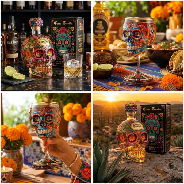 HOT SALE 49% OFF - Day of the Dead Limited Edition Tequila Bottle & Goblet – Limited Edition Art Glass