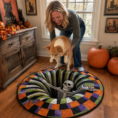 Halloween Skull-Themed Round Rug