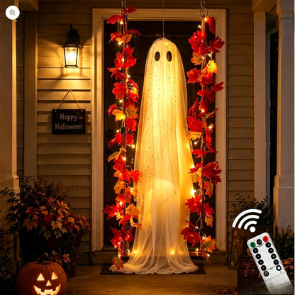 Halloween Indoor And Outdoor Large Hanging Maple-leaf Swing Ghost Decoration, Tree, Yard, Porch, Garden Holiday Decor