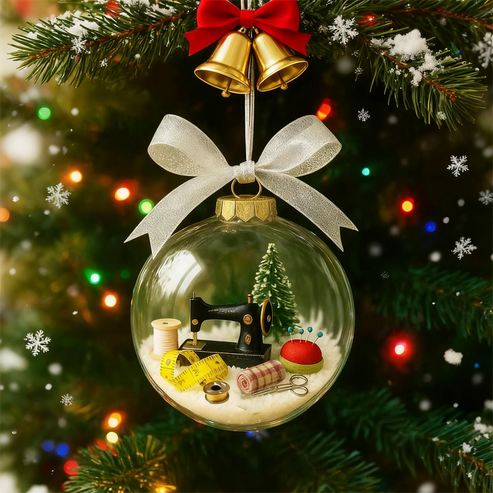SEWING SNOW GLOBE - DIY Holiday Ornament Kit with Pre-cut Felt, Embroidery Thread and Needle, Perfect Christmas Craft Gift for Family