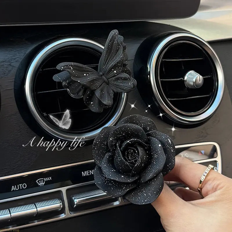 Premium Black Butterfly Car Fragrance Ornament, Car Console Decoration, Car Interior Diffuser Stone Gift