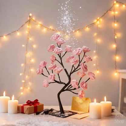 LED Rose Flower Tree Lamp - USB/Battery Powered Tabletop Decor Gift