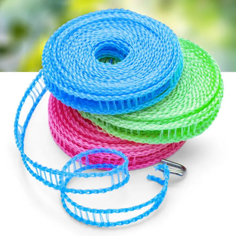 Clothesline,2 Pack Clotheslines for Outside, Adjustable Clothes line，Windproof Clothesline with Hooks, Indoor and Outdoor Laundry and Drying Lines,Ideal Camping & Travel Essentials (5 m/197 in)