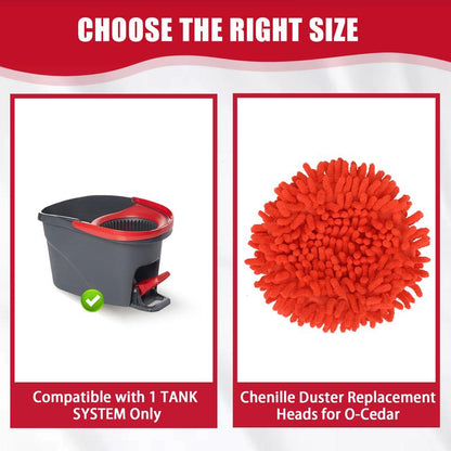 Chenille Duster Replacement Heads for  2026 Unique Design Heads Turn Mop into Long-Handle Duster Dry Cleaning Trap Bucket & Handle Not included